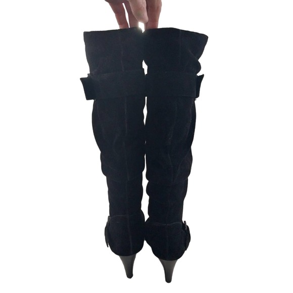 GIANI BINI! RICH BLACK SUEDE LEATHER SCRUNCHY BOOTS! SZ 7M - Picture 6 of 12